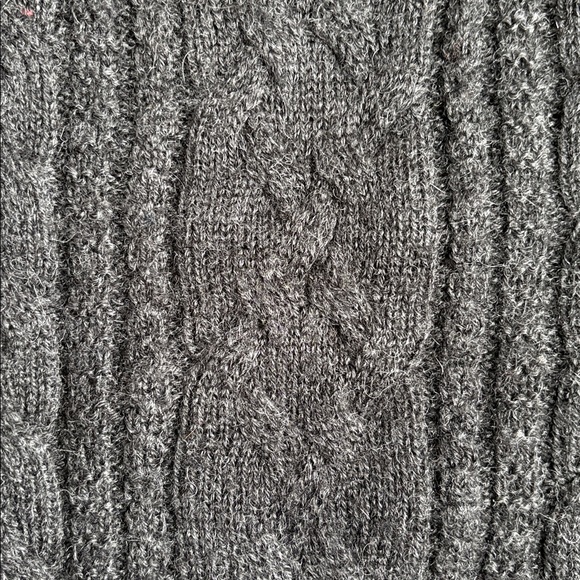 Peruvian sweater crew neck cable knit baby alpaca wool dark charcoal men’s M - Picture 11 of 12